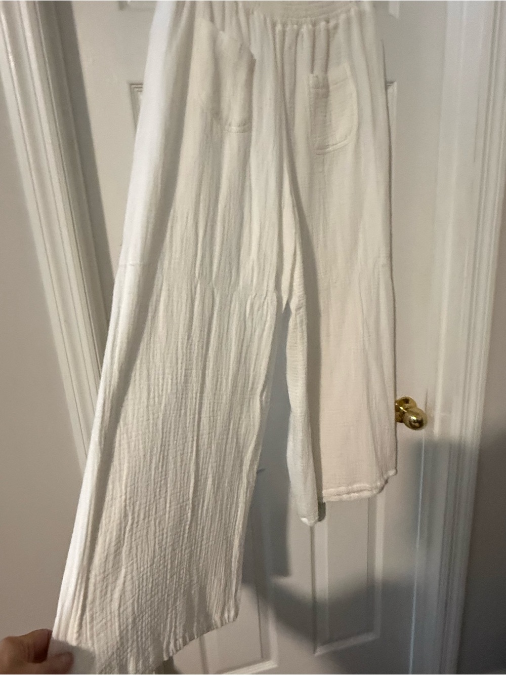 White Gauze Wide-Leg Pull-On Pants never worn New without tags. - Picture 2 of 6